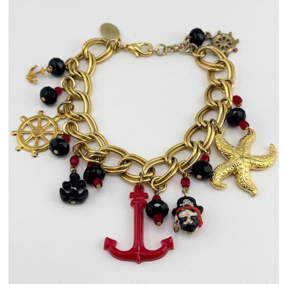 Vintage nautical pirate sealife charm bracelet - Picture 1 of 5